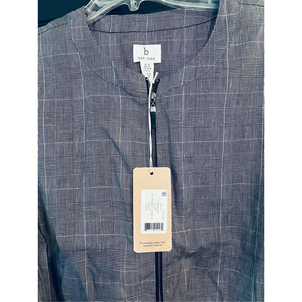 b new york Women's Linen Zip Front Jacket, Prince of Wales Check - Picture 4 of 4